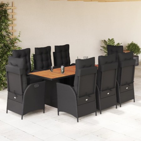 Set de comedor de jardín 9 pzas y cojines ratán sintético negro de , Conjuntos de jardín - Ref: Foro24-3213369, Precio: 1,00 ...