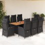 Set de comedor de jardín 9 pzas y cojines ratán sintético negro de , Conjuntos de jardín - Ref: Foro24-3213369, Precio: 1,00 ...