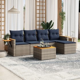 Set de sofás de jardín 6 pzas con cojines ratán sintético gris by , Garden sets - Ref: Foro24-3226768, Price: 404,38 €, Disco...