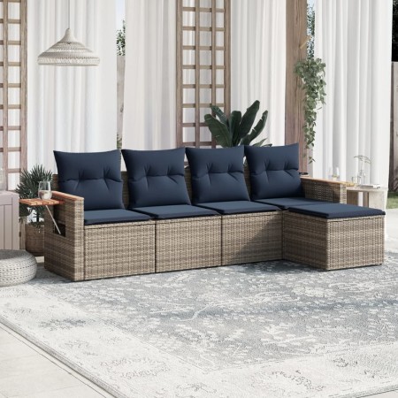 Set de sofás de jardín 5 pzas con cojines ratán sintético gris by , Garden sets - Ref: Foro24-3226761, Price: 370,84 €, Disco...