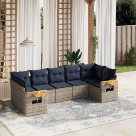 Set de sofás de jardín 7 pzas con cojines ratán