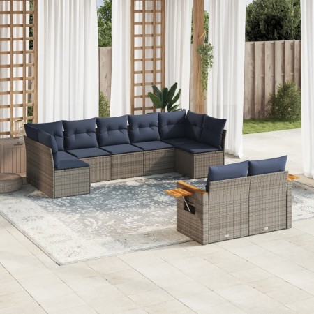 Set de sofás de jardín 9 pzas con cojines ratán sintético gris by , Garden sets - Ref: Foro24-3227132, Price: 685,73 €, Disco...
