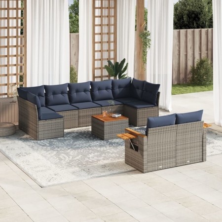 Set de sofás de jardín 10 pzas con cojines ratán sintético gris by , Garden sets - Ref: Foro24-3227139, Price: 720,99 €, Disc...