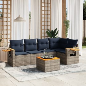 Set de sofás de jardín 6 pzas con cojines ratán sintético gris by , Garden sets - Ref: Foro24-3226796, Price: 448,93 €, Disco...