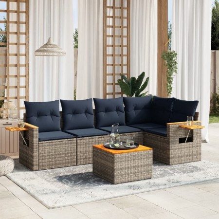 Set de sofás de jardín 6 pzas con cojines ratán sintético gris by , Garden sets - Ref: Foro24-3226796, Price: 448,93 €, Disco...