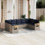 Set de sofás de jardín 9 pzas con cojines ratán sintético gris de , Conjuntos de jardín - Ref: Foro24-3227118, Precio: 685,47 €