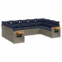 Set de sofás de jardín 9 pzas con cojines ratán sintético gris by , Garden sets - Ref: Foro24-3227118, Price: 685,73 €, Disco...