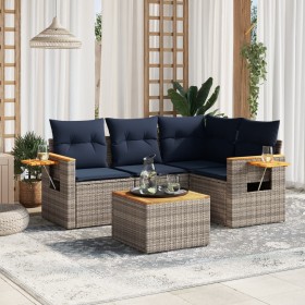 Set de sofás de jardín 5 pzas con cojines ratán