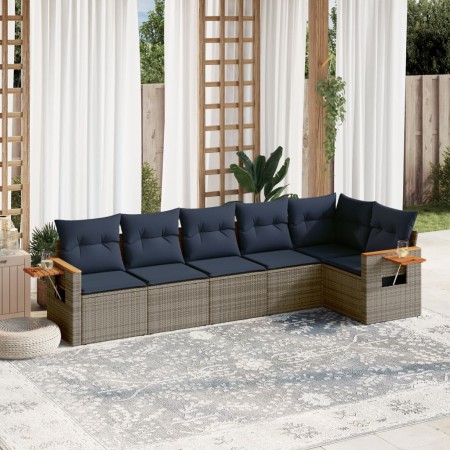 Set de sofás de jardín 6 pzas con cojines ratán sintético gris by , Garden sets - Ref: Foro24-3226831, Price: 461,69 €, Disco...