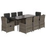 Set comedor jardín 9 pzas y cojines ratán sintético gris von , Gartensets - Ref: Foro24-3262860, Preis: 1,00 €, Rabatt: -5%%