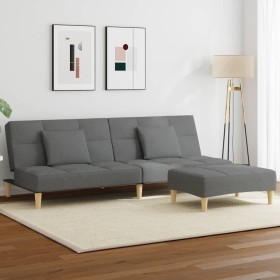 Sofá cama de 2 plazas con taburete tela gris oscuro by , Sofas - Ref: Foro24-3258104, Price: 315,74 €, Discount: %