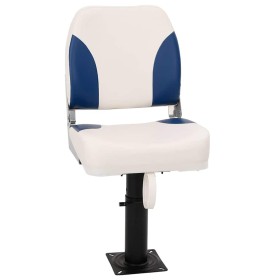 Asientos plegables de barco 2 uds azul y blanco