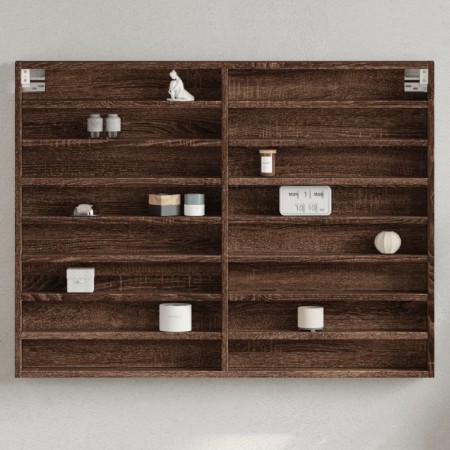 Vitrina de madera de ingeniería marrón roble 100x8,5x75 cm by , Shelves and shelves - Ref: Foro24-847939, Price: 55,54 €, Dis...