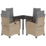 Set comedor de jardín 5 pzas con cojines ratán sintético beige by , Garden sets - Ref: Foro24-3212834, Price: 585,45 €, Disco...