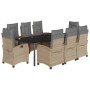 Set comedor de jardín 9 pzas con cojines ratán sintético beige von , Gartensets - Ref: Foro24-3212841, Preis: 1,00 €, Rabatt: %
