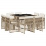 Set comedor de jardín 9 pzas con cojines ratán sintético beige by , Garden sets - Ref: Foro24-3210838, Price: 454,06 €, Disco...
