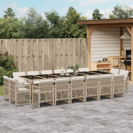 Set comedor de jardín 17 pzas con cojines ratán sintético beige by , Garden sets - Ref: Foro24-3210886, Price: 995,72 €, Disc...