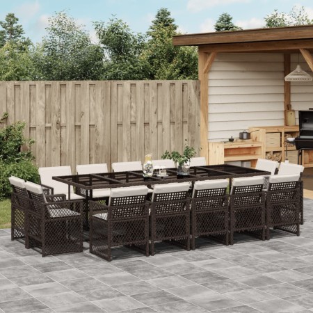 Set comedor de jardín y cojines 15 pzas ratán sintético marrón by , Garden sets - Ref: Foro24-3210873, Price: 899,51 €, Disco...