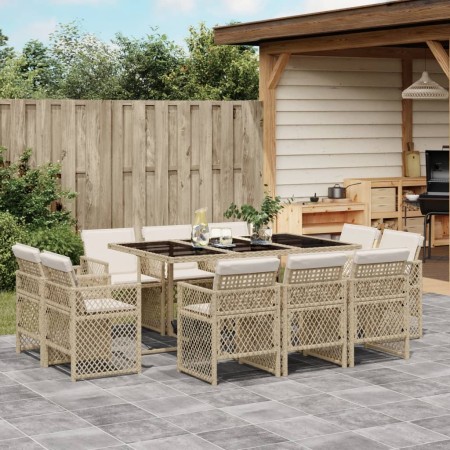 Set comedor de jardín 11 pzas con cojines ratán sintético beige by , Garden sets - Ref: Foro24-3210850, Price: 582,58 €, Disc...