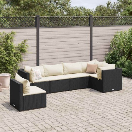 Set muebles de jardín 6 piezas y cojines ratán sintético negro by , Garden sets - Ref: Foro24-3308168, Price: 507,60 €, Disco...