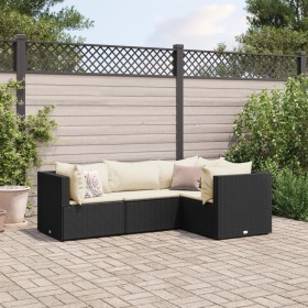 Juego de jardín con cojines 4 piezas ratán sintético negro de , Conjuntos de jardín - Ref: Foro24-3308072, Precio: 397,40 €, ...