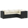 Juego de jardín con cojines 4 piezas ratán sintético negro von , Gartensets - Ref: Foro24-3308072, Preis: 397,40 €, Rabatt: %