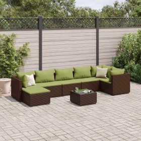 Set sofás de jardín 8 piezas y cojines ratán sintético marrón de , Conjuntos de jardín - Ref: Foro24-3308238, Precio: 542,48 €