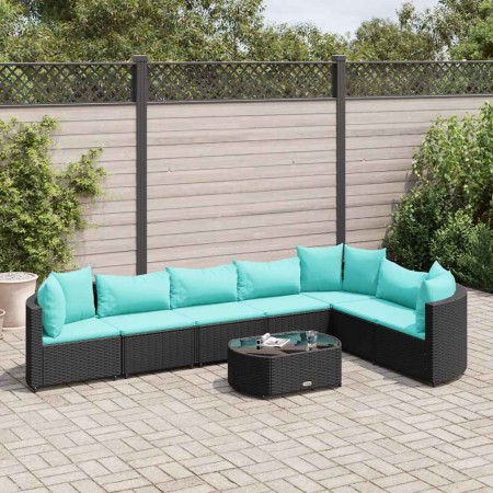 Set de sofás de jardín y cojines 8 piezas ratán sintético negro by , Garden sets - Ref: Foro24-3308388, Price: 563,98 €, Disc...