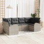Conjunto de sofá de jardín 6 pcs Gris claro Poliratán