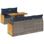 Set sofás jardín y cojines 6 pzas ratán sintético acacia gris de , Conjuntos de jardín - Ref: Foro24-3327666, Precio: 520,08 €