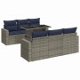 Set sofás jardín y cojines 7 pzas ratán sintético acacia gris by , Garden sets - Ref: Foro24-3326262, Price: 570,13 €, Discou...
