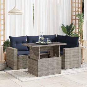 Set sofás jardín y cojines 5 pzas ratán sintético acacia gris by , Garden sets - Ref: Foro24-3326312, Price: 427,03 €, Discou...