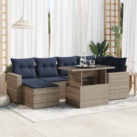 Set sofás jardín y cojines 7 pzas ratán sintético acacia gris von , Gartensets - Ref: Foro24-3326352, Preis: 551,55 €, Rabatt: %