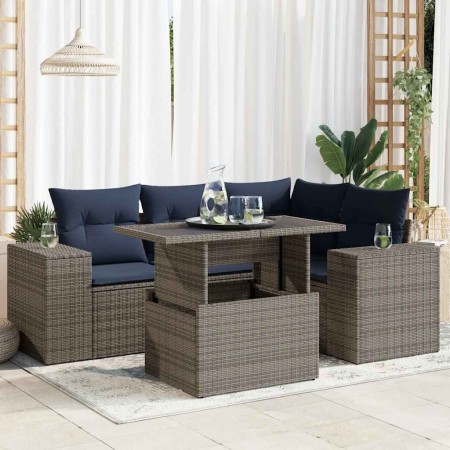 Set sofás jardín y cojines 6 pzas ratán sintético acacia gris | Foro24.es | Tu tienda online para hogar, jardín y más Foro24.es
