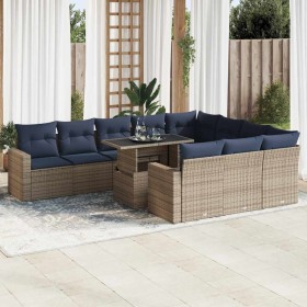 Set sofás jardín y cojines 11 pzas ratán sintético acacia negro von , Gartensets - Ref: Foro24-3326392, Preis: 913,96 €, Raba...