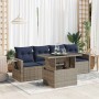 Set sofás jardín y cojines 5 pzas ratán sintético acacia negro by , Garden sets - Ref: Foro24-3326402, Price: 408,10 €, Disco...