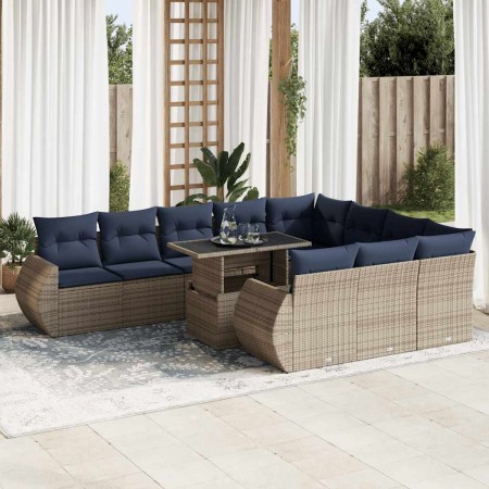 Set sofás jardín y cojines 11 pzas ratán sintético acacia gris | Foro24.es | Tu tienda online para hogar, jardín y más Foro24.es