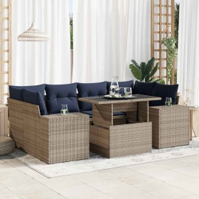 Set sofás jardín y cojines 7 pzas ratán sintético acacia gris by , Garden sets - Ref: Foro24-3326752, Price: 606,09 €, Discou...