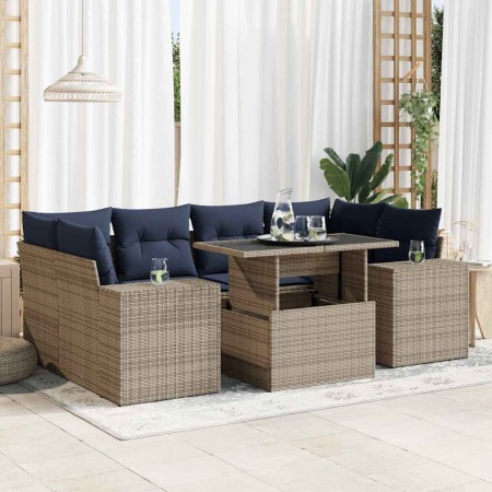 Set sofás jardín y cojines 7 pzas ratán sintético acacia gris by , Garden sets - Ref: Foro24-3326752, Price: 606,09 €, Discou...
