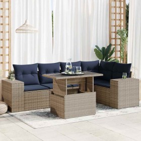 Set sofás jardín y cojines 6 pzas ratán sintético acacia negro by , Garden sets - Ref: Foro24-3326802, Price: 521,05 €, Disco...
