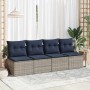 Set sofás jardín y cojines 2 pzas ratán sintético acacia gris by , Garden sets - Ref: Foro24-3325237, Price: 147,29 €, Discou...