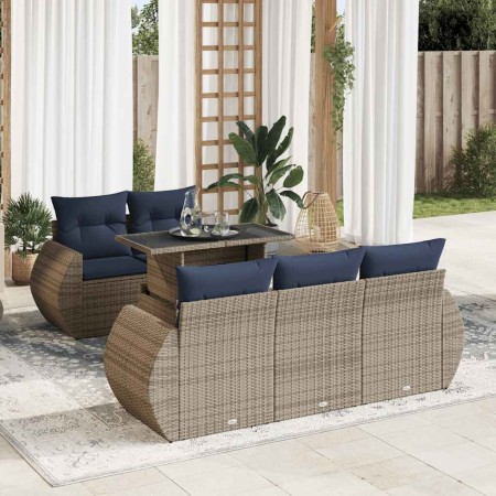 Set sofás jardín y cojines 6 pzas ratán sintético acacia gris by , Garden sets - Ref: Foro24-3326572, Price: 550,61 €, Discou...