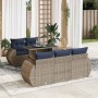 Set sofás jardín y cojines 6 pzas ratán sintético acacia gris by , Garden sets - Ref: Foro24-3326572, Price: 550,61 €, Discou...