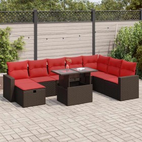 Set sofás jardín y cojines 9 pzas ratán sintético acacia negro by , Garden sets - Ref: Foro24-3327844, Price: 664,31 €, Disco...