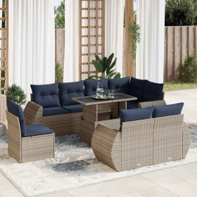 Set sofás jardín y cojines 9 pzas ratán sintético acacia gris by , Garden sets - Ref: Foro24-3326662, Price: 841,34 €, Discou...