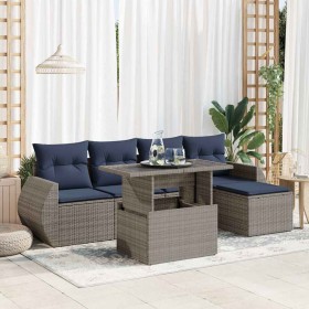 Comprar Set sofás jardín y cojines 6 pzas ratán