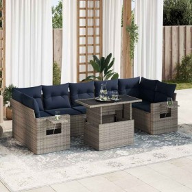 Set sofás jardín y cojines 8 pzas ratán sintético acacia negro by , Garden sets - Ref: Foro24-3326442, Price: 659,85 €, Disco...