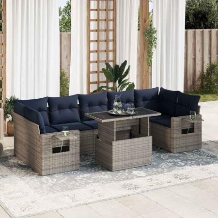 Set sofás jardín y cojines 8 pzas ratán sintético acacia negro by , Garden sets - Ref: Foro24-3326442, Price: 659,85 €, Disco...