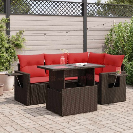Set sofás jardín y cojines 5 pzas ratán sintético acacia gris by , Garden sets - Ref: Foro24-3326475, Price: 419,62 €, Discou...