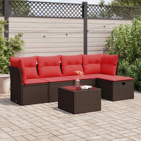 Set sofás de jardín 6 piezas y cojines ratán sintético marrón by , Garden sets - Ref: Foro24-3325280, Price: 408,18 €, Discou...